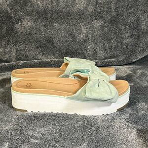 UGG Australia Womens Teal Bow Tie Sandal Platform Slide sz 6